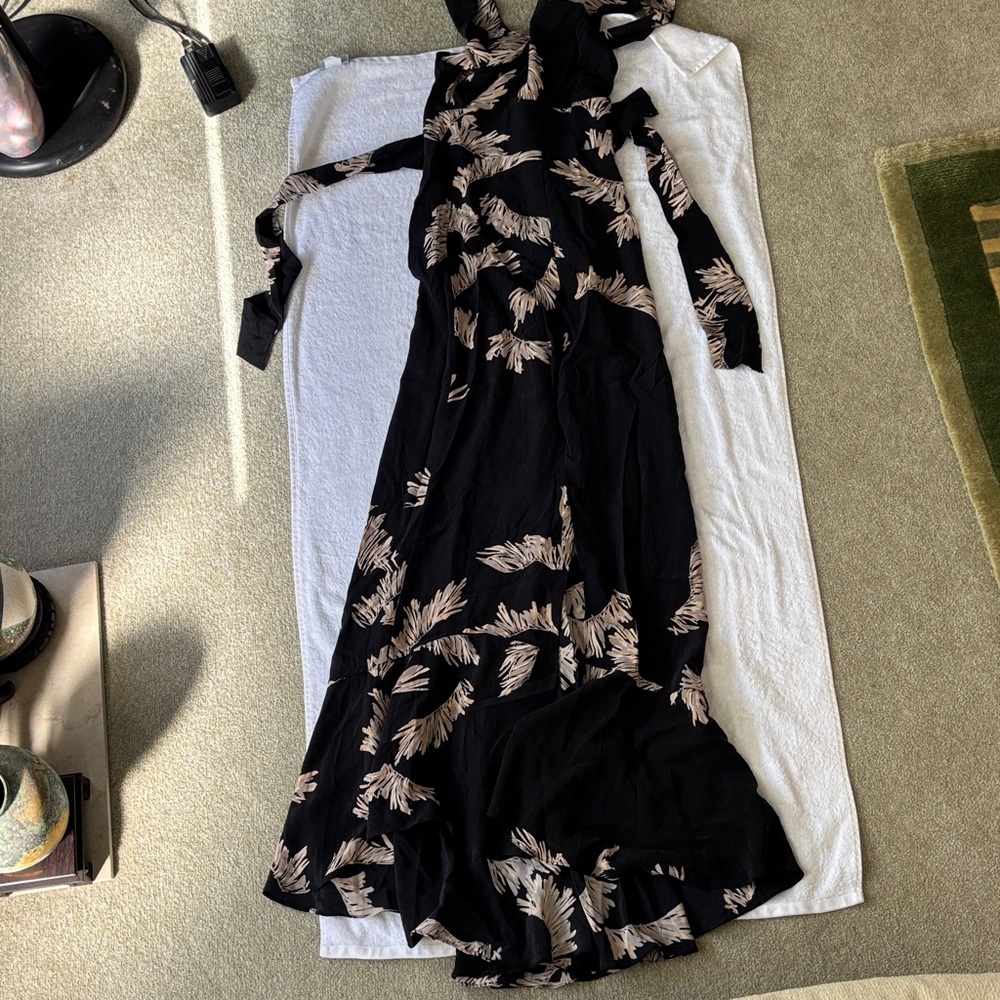 Tracy Reese Black and Cream 100% Silk Jumpsuit NWOT